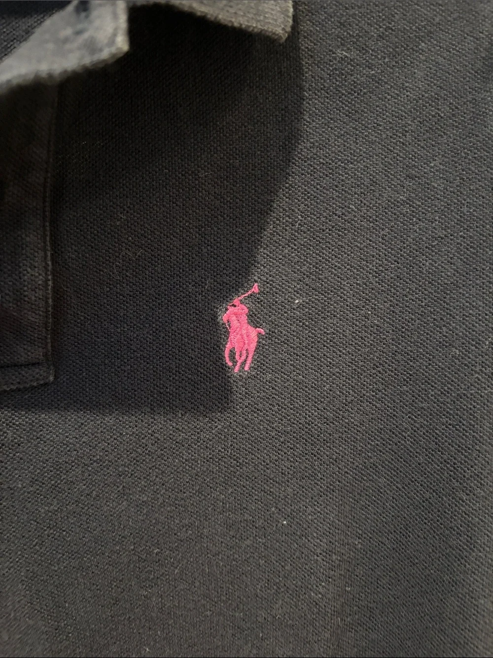 Ralph Lauren Long-Sleeve Polo in Navy with Pink Pony